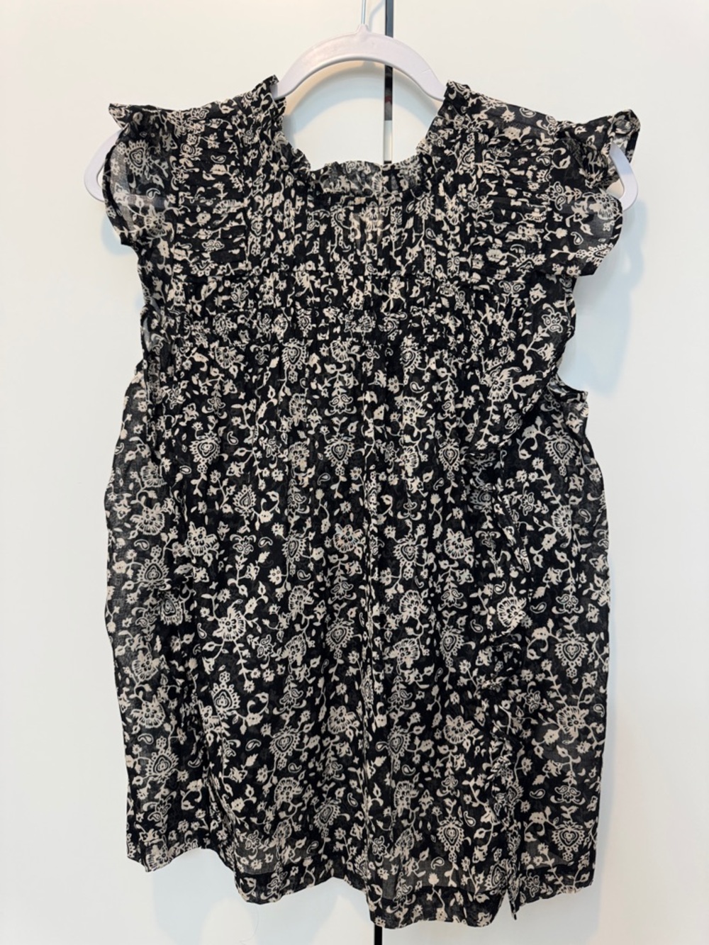 beachlunchlounge Black and Ivory Floral Print Blouse